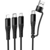 Laidas 3in1 USB C / USB A į Lightning + USB C + Micro USB Hoco 1 m X123 juodas