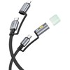 Laidas „viskas viename“ USB C / „Lightning“ į USB C / LED šviesą Hoco PD 3A 60W 1,2 m U138 juodas