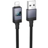 USB A tipo į „Lightning“ maitinimą maitinantis kabelis Hoco 2,4A su ekranu 1 m X118 juodas