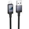 USB A tipo į „Lightning“ maitinimą maitinantis kabelis Hoco 2,4A su ekranu 1 m X118 juodas