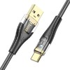 Cable USB A į USB C Hoco 2,4A 1,2 m U121 juodas skaidrus