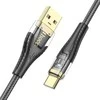 Cable USB A į USB C Hoco 2,4A 1,2 m U121 juodas skaidrus