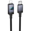 USB C į Lightning laidas Hoco PD 27W su ekranu 1 m X118 juodas