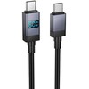 Cable USB C to USB C Hoco 3A 60W with display 1 m X118 juodas