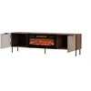 Laikiklis Cama Meble ALMERA TV cabinet 180.5x42x52.5 walnut/cashmere + juodas fireplace