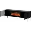 Cama Meble Cama CORTINA TV cabinet 180x40x60 juodas + juodas fireplace