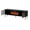 Cama Meble Cama CORTINA TV cabinet 180x40x60 juodas/walnut + juodas fireplace