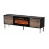 Cama Meble Cama CORTINA TV cabinet 180x40x60 juodas/walnut + juodas fireplace