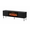 Cama Meble Cama CORTINA TV cabinet 180x40x60 juodas + juodas fireplace