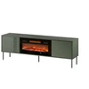 Cama Meble Cama RTV cabinet EF + fireplace juodas TRESSE 180x40x54.5 matte žalias