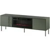 Cama Meble Cama RTV cabinet EF + fireplace juodas TRESSE 180x40x54.5 matte žalias