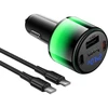 Car charger Hoco USB A + 2xUSB C PD QC3.0 37W + cable USB C to C Z69A juodas