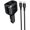 Automobilinis įkroviklis Hoco USB A + 2xUSB C PD QC3.0 93W su USB C į C kabeliu Z70 juodas