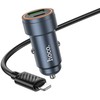 Automobilinis įkroviklis Hoco USB A + USB C QC3.0 PD 30W + laidas USB C - Lightning Z57A juodas