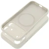 „iPhone 16e“ (SE4 2025) / 17e „Forcell F-Protect Rubber Premium“ dėklas, suderinamas su „MagSafe“ antikvarinėmis baltomis detalėmis.