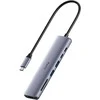 „Cudy UH407 PortMate USB-C 7-in-1“ šakotuvai, 4K 60Hz HDMI USB-C PD USB-A SD TF aliuminio pilka