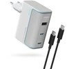 Cuktech AD1003EU 100W GaN 2x USB-C + USB-A sieninis įkroviklis su laidu - Baltas