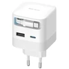 Cuktech AD653W 67W GaN 2x USB-C + USB-A sieninis įkroviklis su 70 cm ištraukiamu USB-C laidu – baltas