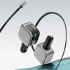 Cuktech CC903P 100 W automobilinis įkroviklis su ekranu ir 70 cm ištraukiamu USB-C laidu – pilkas