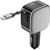 Cuktech CC903P 100 W automobilinis įkroviklis su ekranu ir 70 cm ištraukiamu USB-C laidu – pilkas