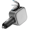 Cuktech CC903P 100 W automobilinis įkroviklis su ekranu ir 70 cm ištraukiamu USB-C laidu – pilkas