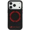 Dėklas Audi RSQ Carbon Fiber Sport Raudona Circle MagSafe Case for iPhone 18 Pro / 17 Pro - Juodas