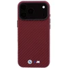 Dėklas BMW M Carbon Metal Logo MagSafe Case for iPhone 17 Pro Max / 18 Pro Max - Burgundy