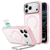 ESR Classic Hybrid su atlenkiama kojelė MagSafe dėklas iPhone 18 Pro / 17 Pro – matinė rožinė