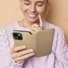 OEM atverčiamas dėklas iPhone 16 PLUS su dviguba kišene ir auksiniu dėklu