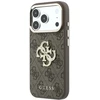 Guess PU 4G Strass Metal Logo dėklas skirtas iPhone 18 Pro rudos spalvos