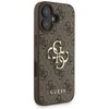 Guess PU 4G Metal Logo Strap dėklas skirtas Apple iPhone 16 rudos spalvos