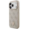 Guess PU odos 4G Strass trikampio logotipo auksinio rėmelio MagSafe dėklas iPhone 18 Pro rožinės spalvos