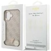 Guess PU Leather 4G Strass Triangle Logo Gold Frame MagSafe dėklas skirtas Apple iPhone 17 rožinės spalvos