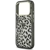 GUESS dėklas, skirtas IPHONE 17 Pro, suderinamas su MagSafe GUHMP17LHLEGTGLK (PC TPU su leopardo rašto blizgučiais), juodas