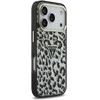 GUESS dėklas, skirtas IPHONE 17 Pro, suderinamas su MagSafe GUHMP17LHLEGTGLK (PC TPU su leopardo rašto blizgučiais), juodas