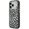 GUESS dėklas, skirtas IPHONE 17 Pro, suderinamas su MagSafe GUHMP17LHLEGTGLK (PC TPU su leopardo rašto blizgučiais), juodas