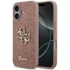 Guess PU Fixed Glitter 4G Metal Logo dėklas skirtas Apple iPhone 17 rožinės spalvos