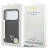 Dėklas Guess Glitter Triangle Logo MagSafe skirtas Apple iPhone 17 Pro juodos spalvos