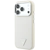 Dėklas Guess Grained Triangle Logo MagSafe, skirtas iPhone 18 Pro / 17 Pro, smėlio spalvos