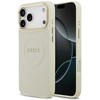 Dėklas Guess Peony Hot Stamp MagSafe skirtas Apple iPhone 17 Pro Max beige