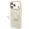 Dėklas Guess Ring Stand 360 Grained Classic Logo MagSafe Case for iPhone 18 Pro / 17 Pro - rusvai gelsvas