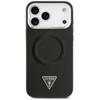 Guess PU Leather Triangle Logo MagSafe dėklas skirtas Apple iPhone 17 Pro Max juodos spalvos