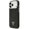 Guess PU Leather Triangle Logo MagSafe dėklas skirtas Apple iPhone 17 Pro Max juodos spalvos