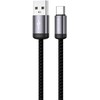 Dėklas Jellico B27 Pīta auduma Universāla USB uz USB-C Datu un Ātrās PD 30W uzlādes Kabelis 1m Melns