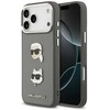 Karl Lagerfeld FW Grained Karl & Choupette Heads Pins & Logo dėklas skirtas Apple iPhone 17 Pro Max pilkos spalvos