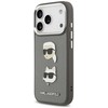 Karl Lagerfeld FW Grained Karl & Choupette Heads Pins & Logo dėklas skirtas Apple iPhone 17 Pro pilkos spalvos