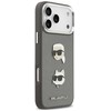 Karl Lagerfeld FW Grained Karl & Choupette Heads Pins & Logo dėklas skirtas Apple iPhone 17 Pro Max pilkos spalvos