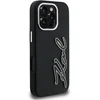 Karl Lagerfeld FW Grained Signature Logo dėklas iPhone 16 Pro Max - Juodas