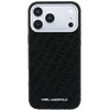 Dėklas Karl Lagerfeld Grūdėtos tekstūros Allover Logo Metal Elongated MagSafe, skirtas iPhone 18 Pro / 17 Pro, juodas