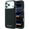 Dėklas Karl Lagerfeld Grūdėtos tekstūros Allover Logo Metal Elongated MagSafe, skirtas iPhone 18 Pro / 17 Pro, juodas
